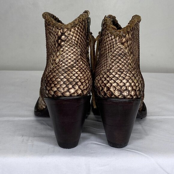 NEW ALLENS Women’s Kyra Brown Exotic High Heel Ankle Boots – Size 6B - Picture 9 of 13